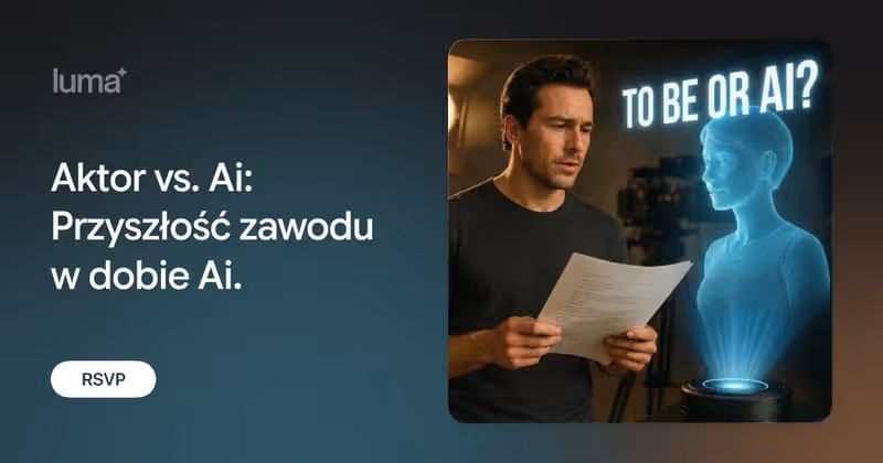 Poster for the Actor vs. Ai meetup about the future of the acting profession