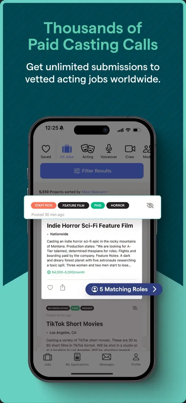 Lista ofert w aplikacji Backstage (zrzut z App Store)