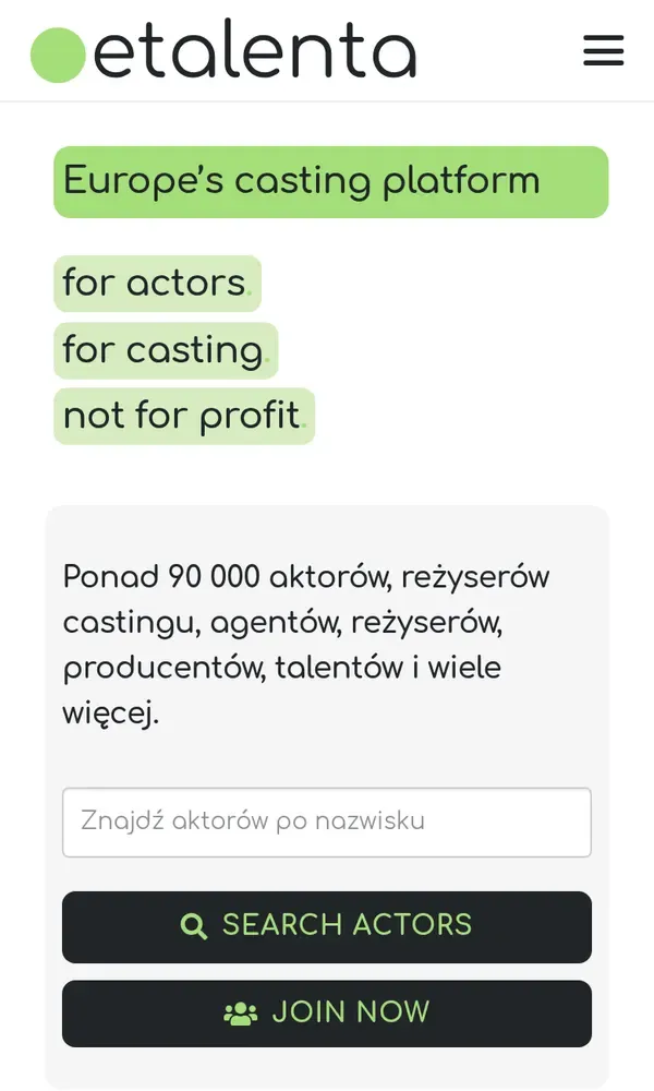 Strona główna etalenta na telefonie