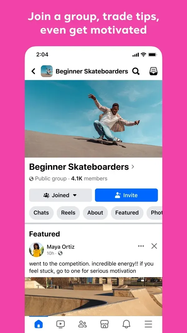 Widok grupy w aplikacji Facebook (zrzut z App Store)